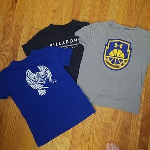 EUC boys sz M and 10 tees (2 UA) and Billabong